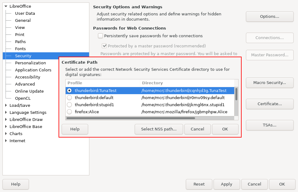 Point to NSS module from Firefox